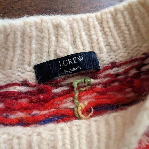 j. crew fair isle nordic style handknit mockneck sweater size xs-s - Picture 3 of 4